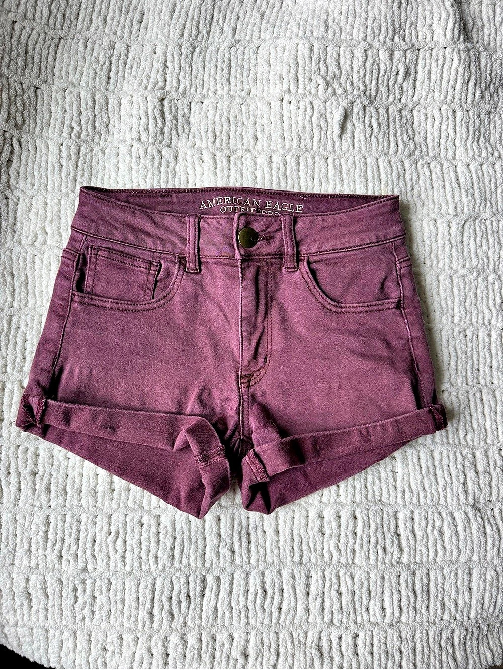 American Eagle Outfitters Super High Rise Shortie Burgundy High Rise